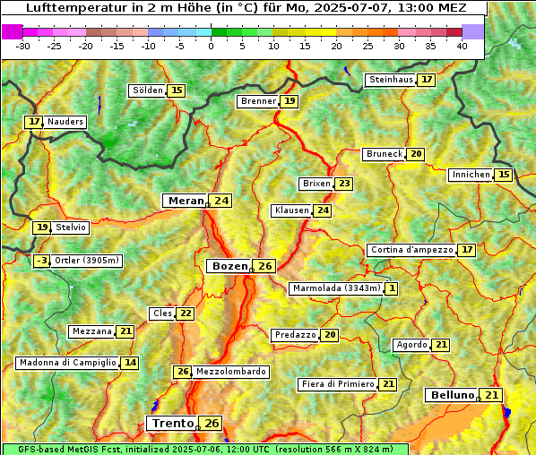 Temperatur, 7. 7. 2025