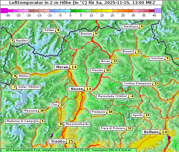 Temperatur, 15. 11. 2025