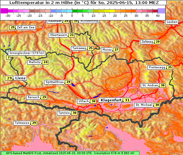 Temperatur, 15. 6. 2025