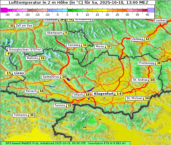 Temperatur, 18. 10. 2025