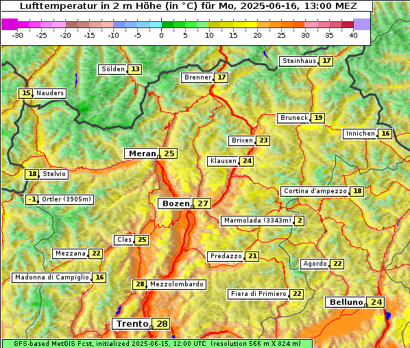 Temperatur, 16. 6. 2025