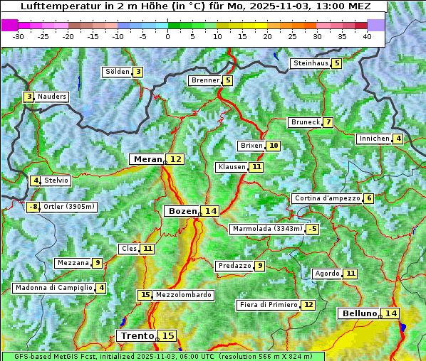 Temperatur, 3. 11. 2025