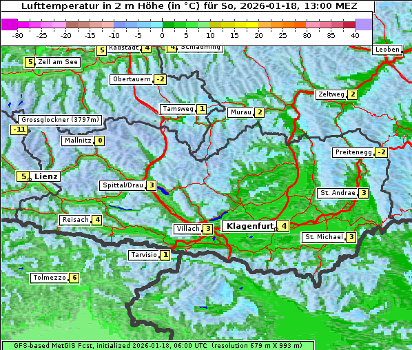 Temperatur, 18. 1. 2026