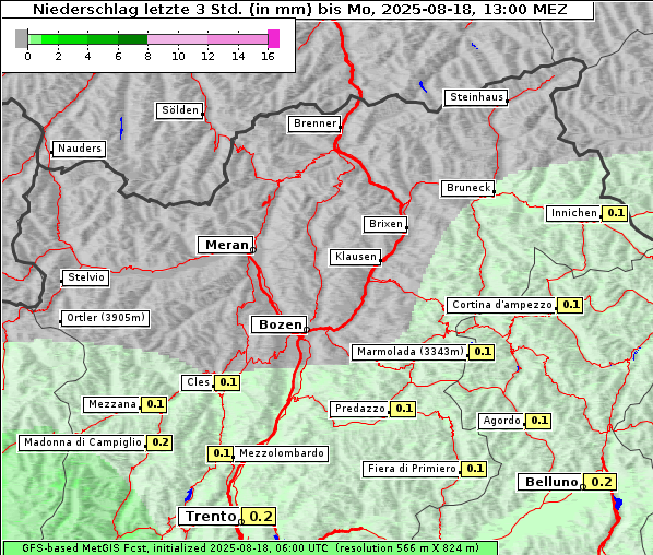 Niederschlag, 18. 8. 2025