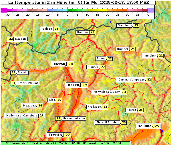 Temperatur, 18. 8. 2025