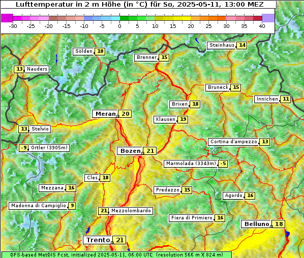 Temperatur, 11. 5. 2025