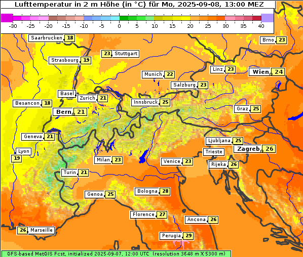 Temperatur, 8. 9. 2025
