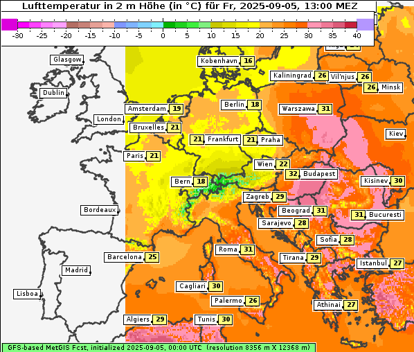 Temperatur, 5. 9. 2025