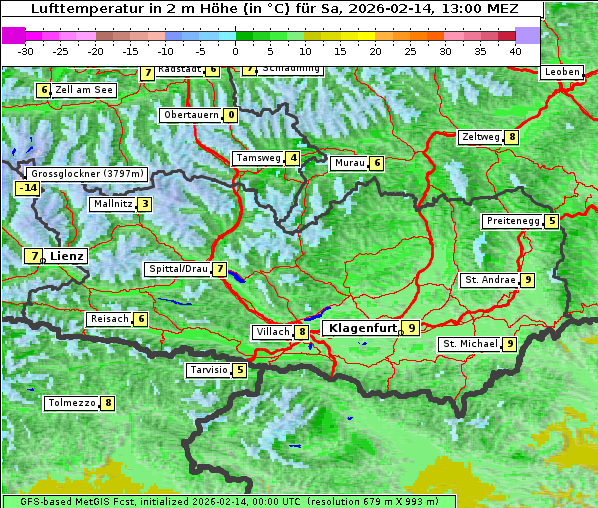 Temperatur, 14. 2. 2026
