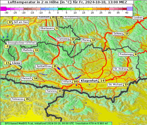 Temperatur, 18. 10. 2024