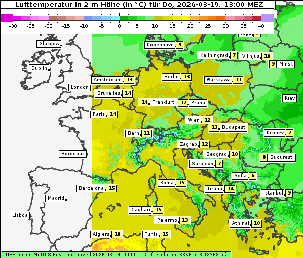 Temperatur, 19. 3. 2026