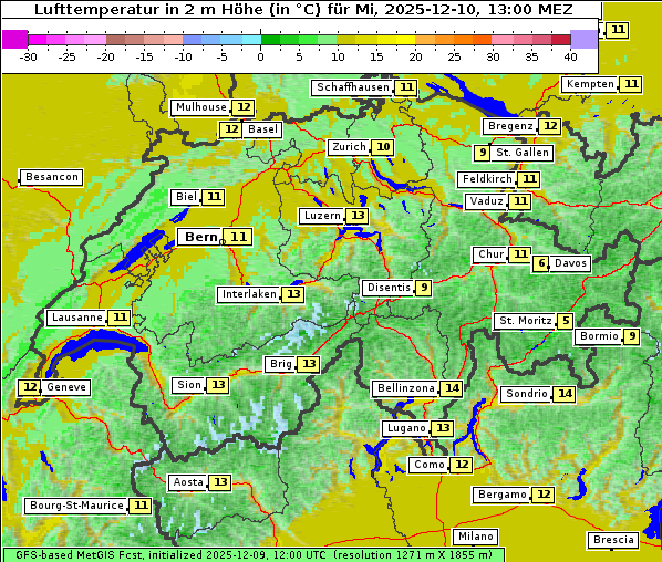 Temperatur, 10. 12. 2025
