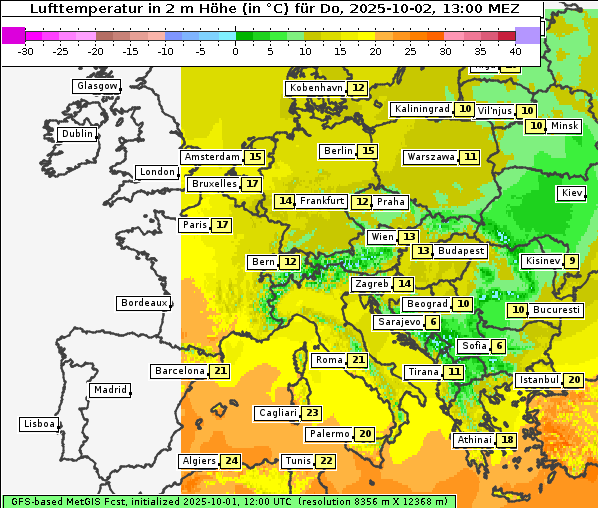 Temperatur, 2. 10. 2025
