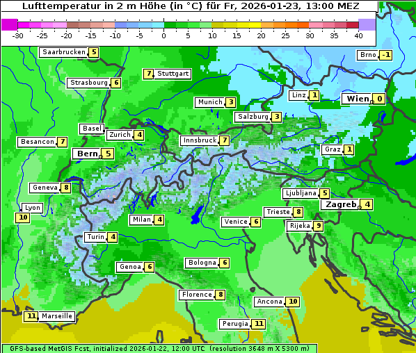 Temperatur, 23. 1. 2026