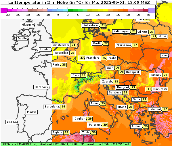 Temperatur, 1. 9. 2025