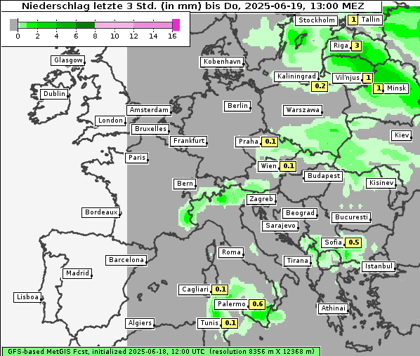 Niederschlag, 19. 6. 2025