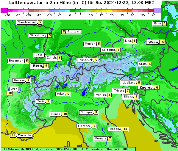 Temperatur, 22. 12. 2024