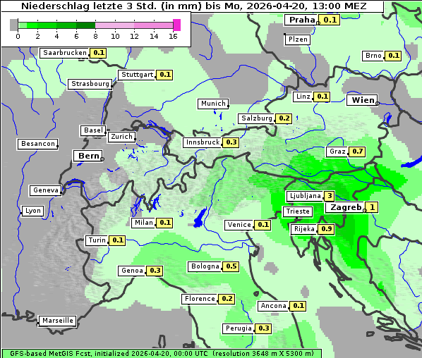 Niederschlag, 20. 4. 2026