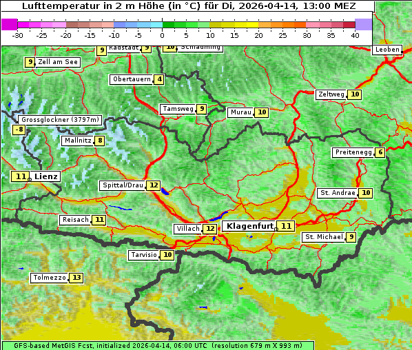 Temperatur, 14. 4. 2026
