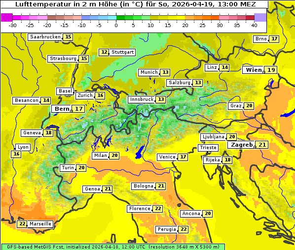Temperatur, 19. 4. 2026