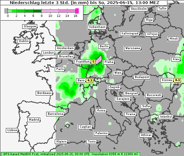 Niederschlag, 15. 6. 2025