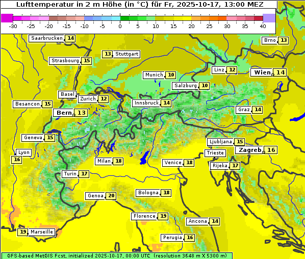 Temperatur, 17. 10. 2025