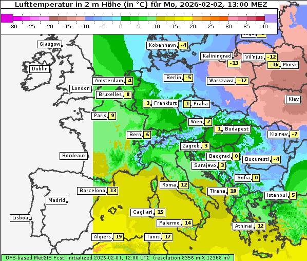 Temperatur, 2. 2. 2026