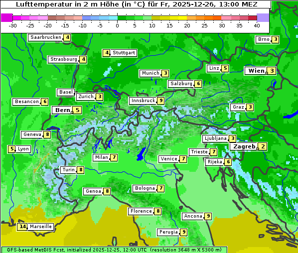 Temperatur, 26. 12. 2025