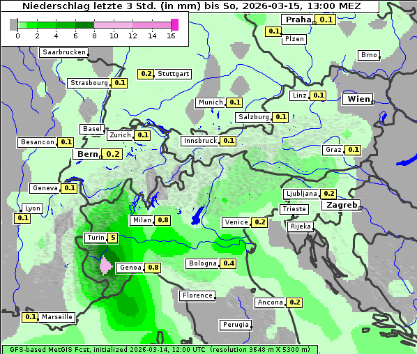 Niederschlag, 15. 3. 2026