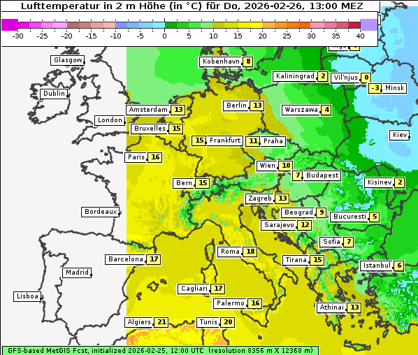 Temperatur, 26. 2. 2026