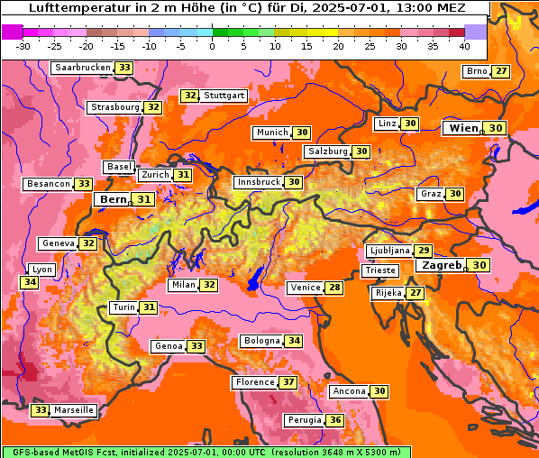 Temperatur, 1. 7. 2025