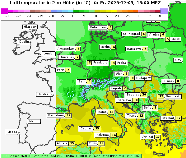 Temperatur, 5. 12. 2025