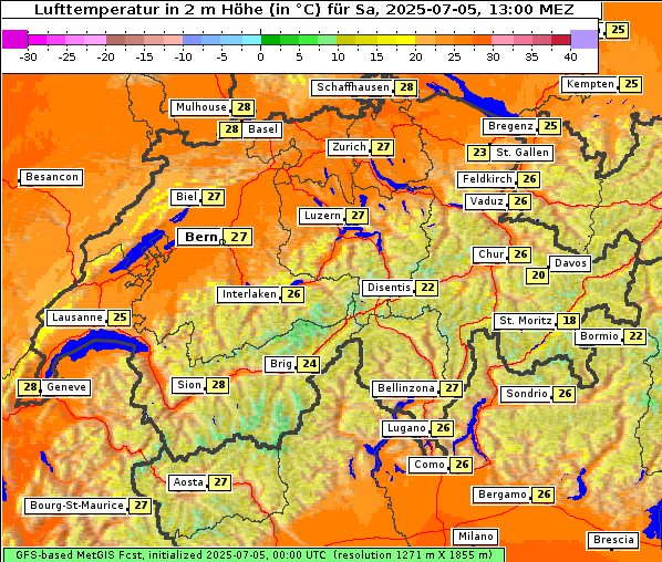 Temperatur, 5. 7. 2025