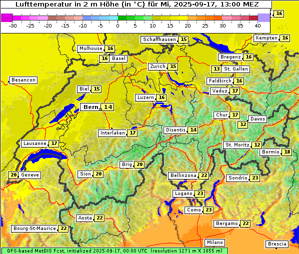 Temperatur, 17. 9. 2025
