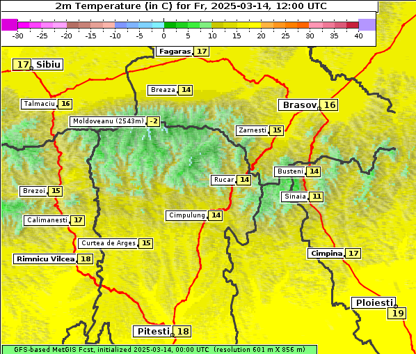 Temperatur, 14. 3. 2025