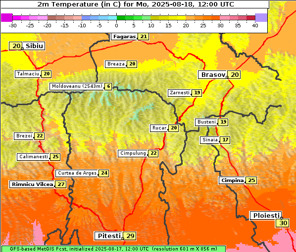 Temperatur, 18. 8. 2025