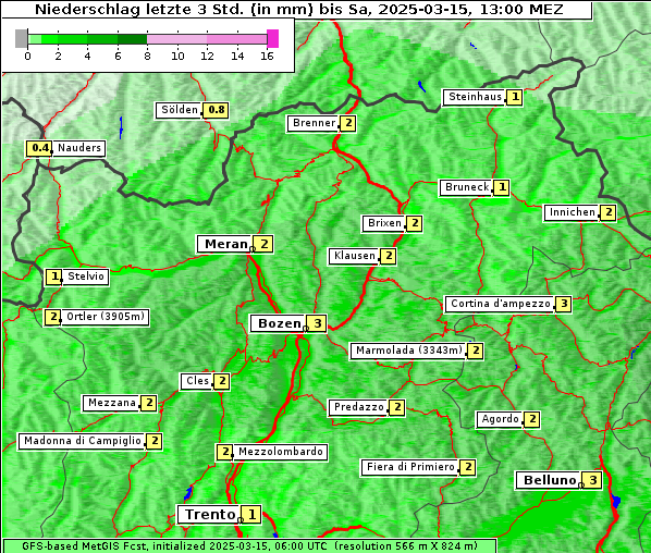 Niederschlag, 15. 3. 2025