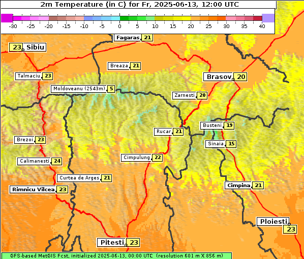 Temperatur, 13. 6. 2025