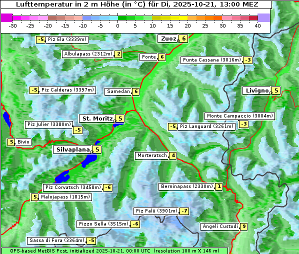 Temperatur, 21. 10. 2025