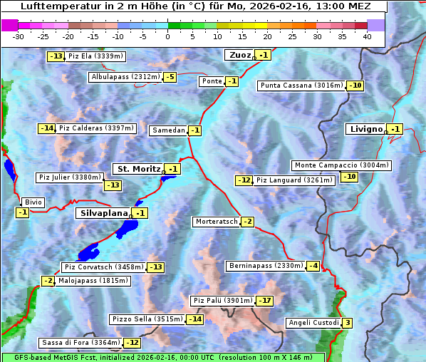 Temperatur, 16. 2. 2026