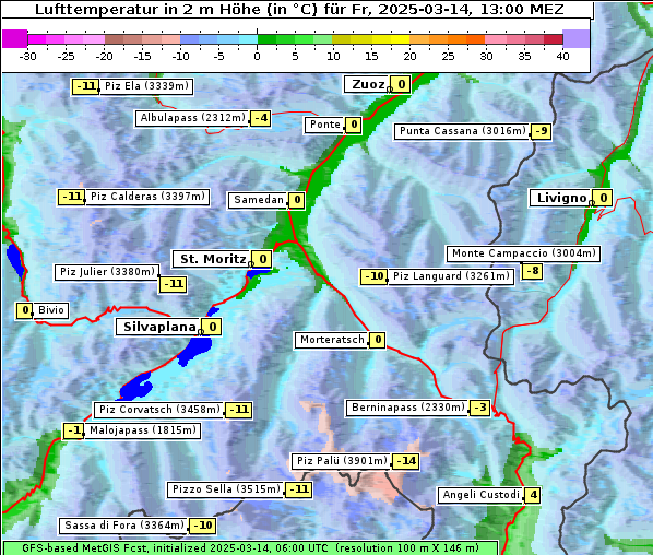 Temperatur, 14. 3. 2025