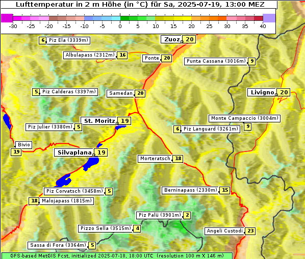 Temperatur, 19. 7. 2025