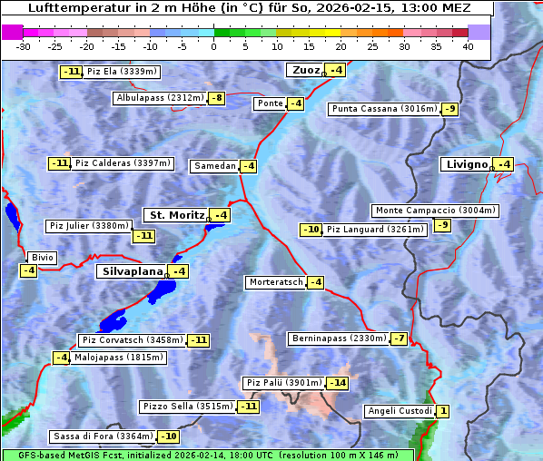 Temperatur, 15. 2. 2026