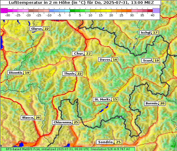 Temperatur, 31. 7. 2025