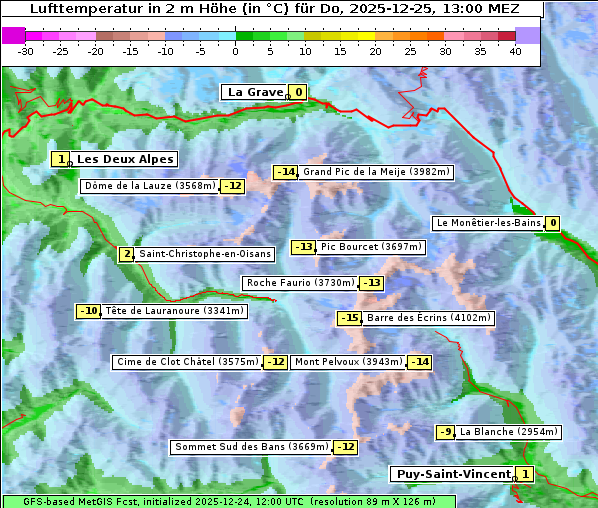 Temperatur, 25. 12. 2025