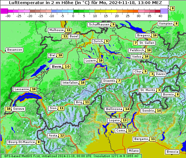 Temperatur, 18. 11. 2024