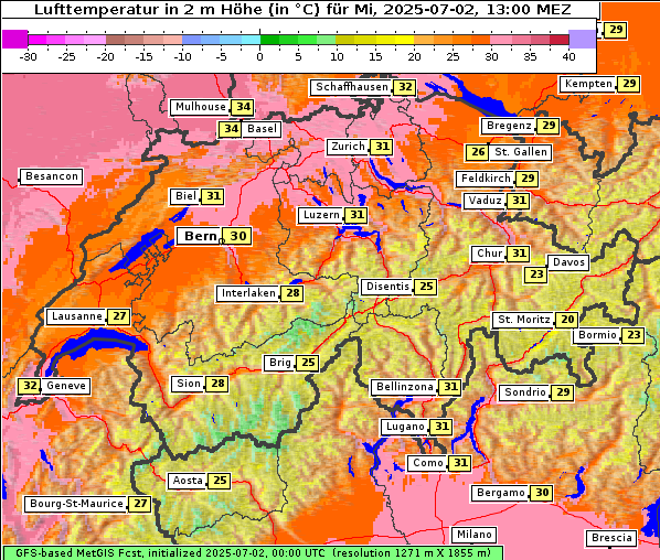 Temperatur, 2. 7. 2025