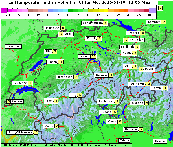 Temperatur, 19. 1. 2026