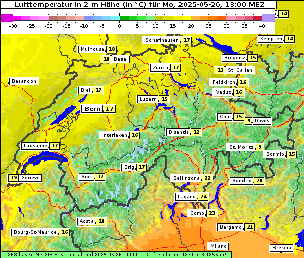 Temperatur, 26. 5. 2025