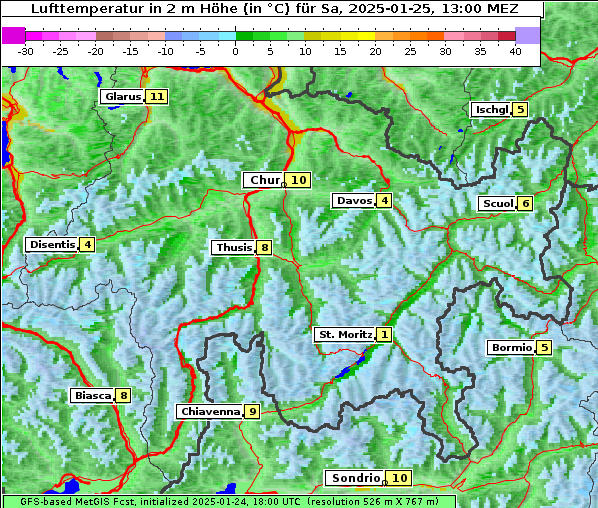 Temperatur, 25. 1. 2025